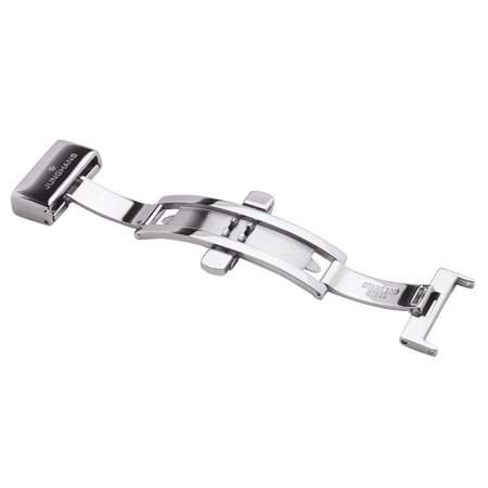 Junghans JUNGHANS Vlindersluiting met pusher, banddoorgang tot 2,7 mm, bandverloop tot 18 mm, gepolijst roestvrij staal