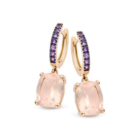 Jarrèl JARRÈL Oorhangers Monte Carlo 14K roségoud met rozenkwarts en Amethist 4R.7949.RQF.AP