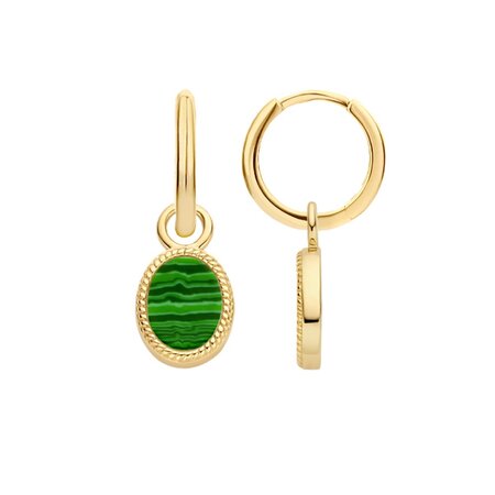 Blush BLUSH Creoolhangers 14k geelgoud met Malachiet 9078YMA