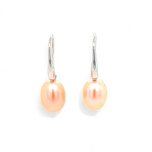 Mrs.Janssen Mrs.Janssen Oorhangers 18k witgoud met roze parel 12x9mm 613346