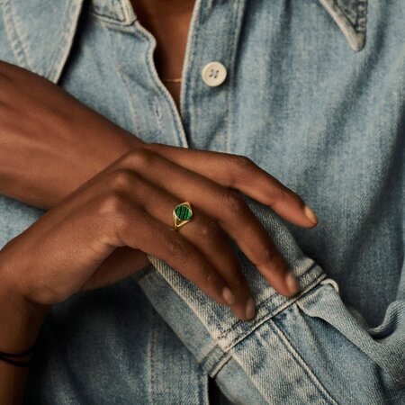 Blush Blush Zegelring 14k geelgoud met Malagiet 1214YMA