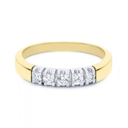 R&C R&C Ring Carole 14k bicolor met diamant RIN1705-5-PW-BIC-55