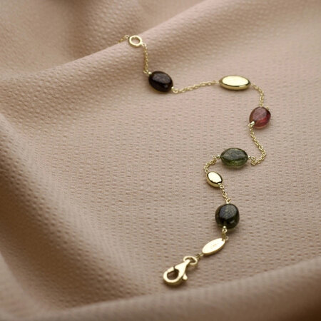 HuisCollectie Monzario Colors Armband 14k Geelgoud met Toermalijn A1334 GEEL