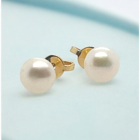 Mrs.Janssen Mrs.Janssen Oorstekers 18k geelgoud met barok zoetwater parel 6mm 613471