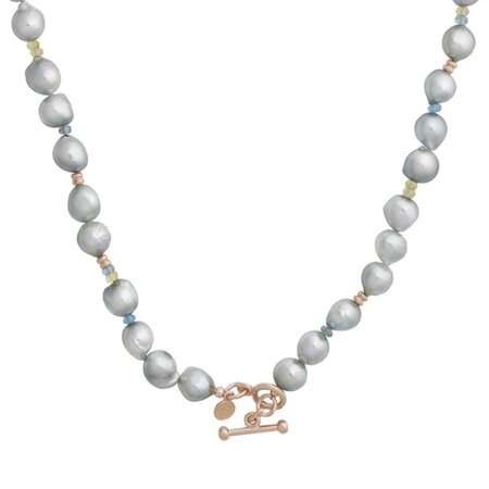 Bron BRON Collier 18k Roségoud met Akoyaparel, Aquamarijn en Citrien 8CR4416AKB9AQCI