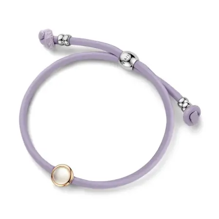 Tirisi Moda TIRISI Armband Lila leer met zilver en 18k roségoud en parelmoer TM2181LI(2P)