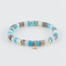 Y&G Y&G Armband 14k geelgoud met Witte maansteen, Labradoriet en Felblauwe chalcedoon - SP0003