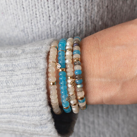 Y&G Y&G Armband 14k geelgoud met Witte maansteen en Zoetwater parels - SP0002