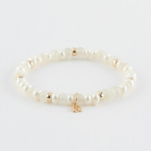 Y&G Y&G Armband 14k geelgoud met Witte maansteen en Zoetwater parels - SP0002