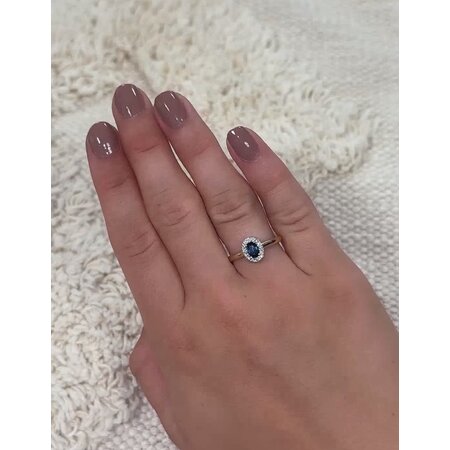 HuisCollectie Ring 14k Bicolor met Saffier en diamant 613549