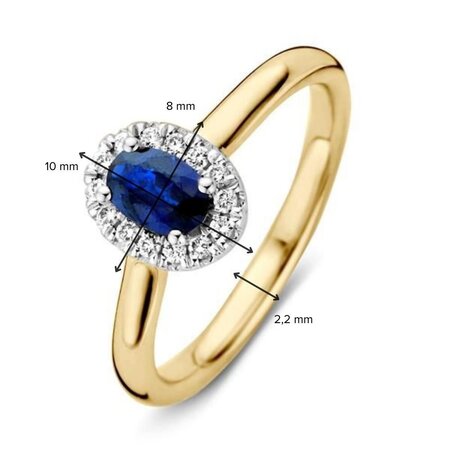 HuisCollectie Ring 14k Bicolor met Saffier en diamant 613549
