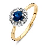  HuisCollectie Ring 14k Bicolor met Saffier en diamant 613547