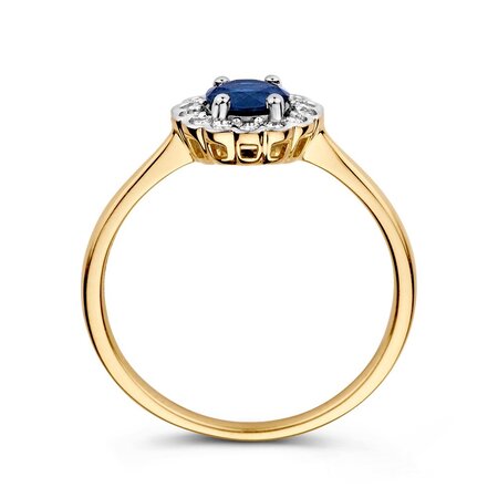 HuisCollectie Ring 14k Bicolor met Saffier en diamant 613547