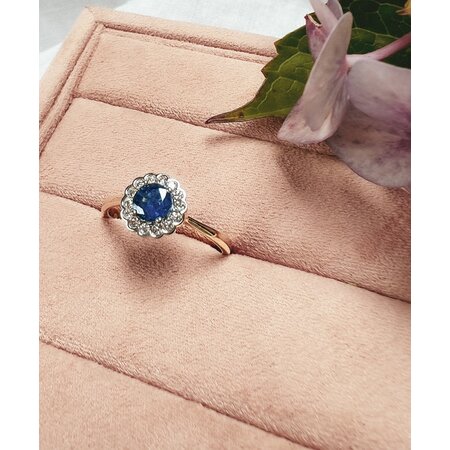 HuisCollectie Ring 14k Bicolor met Saffier en diamant 613547