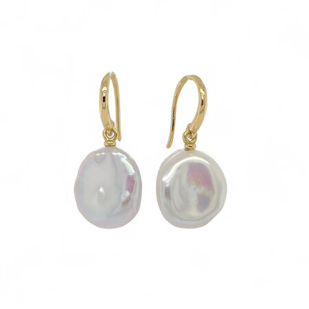 Mrs.Janssen Mrs.Janssen Oorhangers 18k geelgoud met Zoetwaterparel Barok 12mm 613464