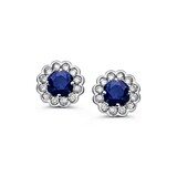  HuisCollectie Oorstekers 14k Bicolor met Saffier en diamant 613544