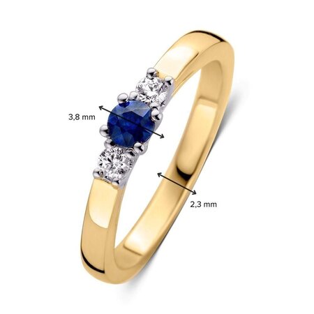 HuisCollectie HuisCollectie Ring 14k bicolor met Saffier en diamant 613560