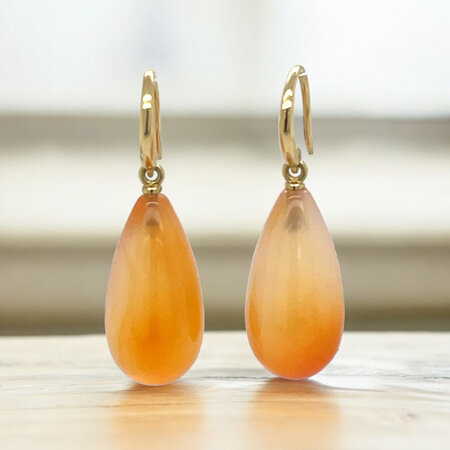 Mrs.Janssen Mrs. Janssen Oorhanger 18krt geelgoud met Carneool 613469