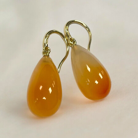 Mrs.Janssen Mrs. Janssen Oorhanger 18krt geelgoud met Carneool 613469