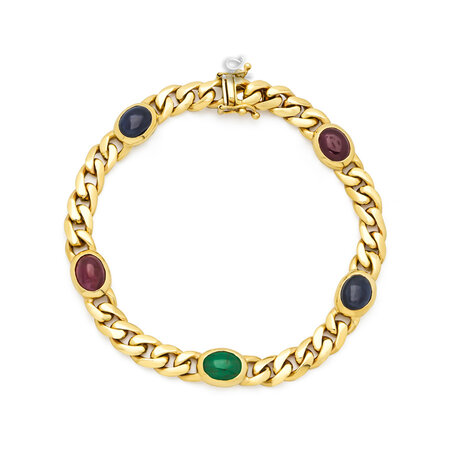 Monzario Monzario Classics Armband 14k Geelgoud met Robijn, Saffier, Smaragd 5.5mm 968A GEEL