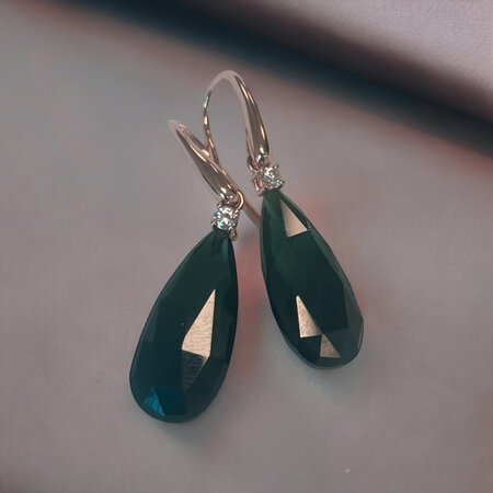 Mrs.Janssen Mrs.Janssen Oorhangers 18k Roségoud met Indigoliet Toermalijn 21x10mm 609506