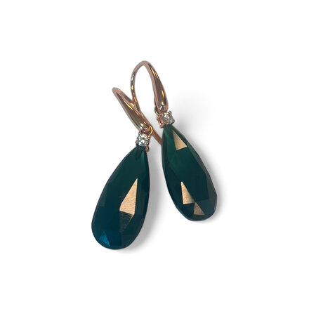 Mrs.Janssen Mrs.Janssen Oorhangers 18k Roségoud met Indigoliet Toermalijn 21x10mm 609506