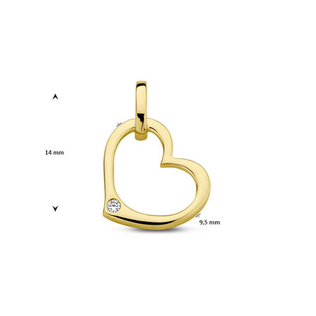 HuisCollectie HuisCollectie hanger 14k Geelgoud hart met diamant 0.01ct 613687