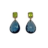 Mrs.Janssen Mrs. Janssen Oorhanger 18k geelgoud met 0.26ct diamant, peridot en London Blue Topaas 613470