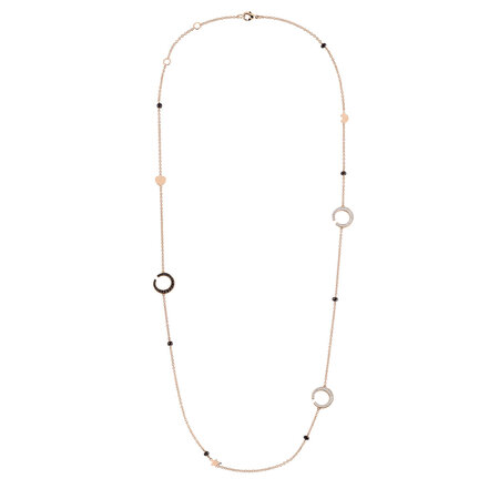 AL CORO AL CORO Mezzaluna Collier 18k Roségoud  met zwart saffier en witte diamant C365BSR60