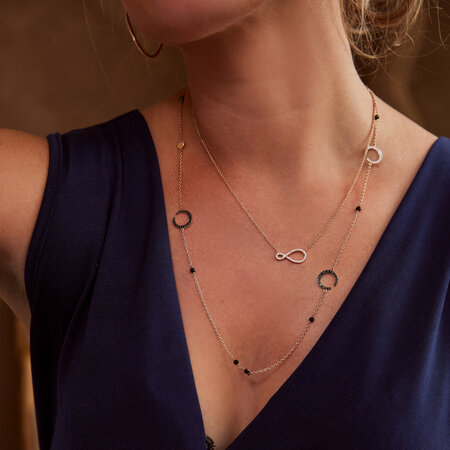 AL CORO AL CORO Collier Mezzaluna 18k Roségoud met Saffier en diamant C365BSR60