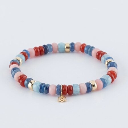 Y&G Y&G Armband 14k geelgoud met Aquamarijn, Agaat, Kyaniet, Rhodochrosiet SP0028