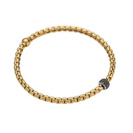 Fope FOPE Armband Flex-It Eka Tiny 18k Geelgoud met zwarte diamant 73301BX_PN_G_X1X_00M