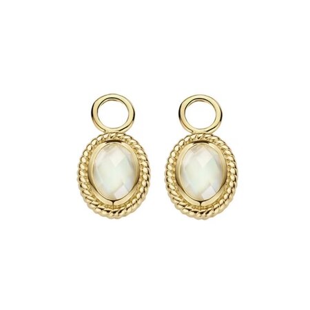 Blush Blush Creoolhangers 14k geelgoud met parelmoer en Bergkristal 9091YMQ