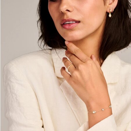 Blush Blush Armband 14k geelgoud met zirkonia, Parelmoer en Bergkristal 2252YMQ