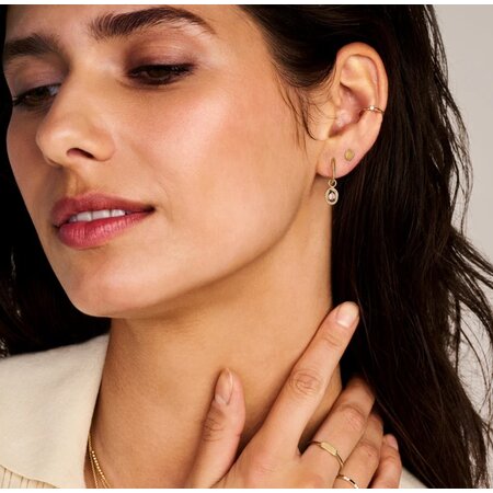 Blush Blush Creoolhangers 14k geelgoud met grijs parelmoer en Bergkristal 9091YBQ