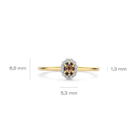 Blush Ring 14k geelgoud met Zirkonia en Rookkwarts 1258YSQ
