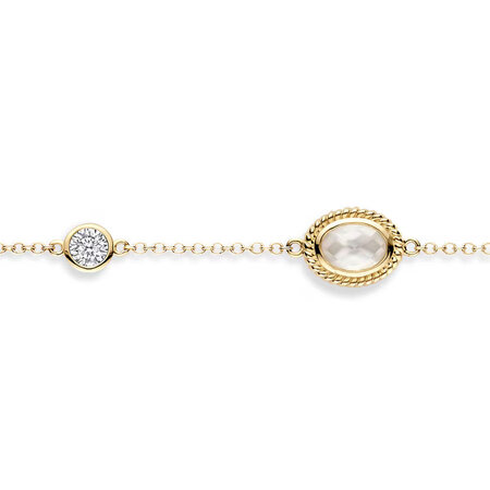 Blush Blush Armband 14k geelgoud met zirkonia, Parelmoer en Bergkristal 2252YMQ