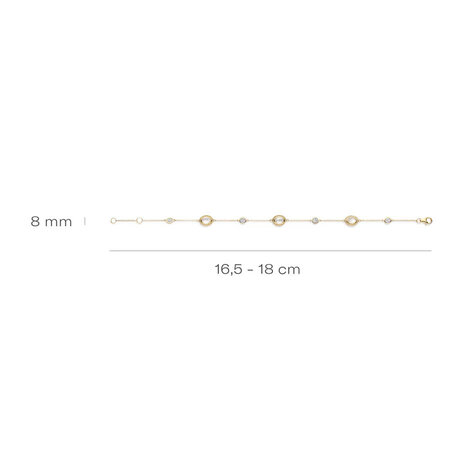 Blush Blush Armband 14k geelgoud met zirkonia, Parelmoer en Bergkristal 2252YMQ