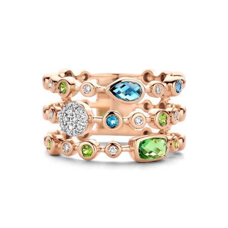 Tirisi TIRISI Ring Venice 18k roségoud met Topaas, Smaragd en diamant TR9765EM-LBTP(2P)