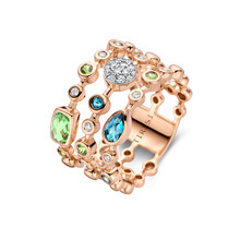 Tirisi TIRISI Ring Venice 18k roségoud met Topaas, Smaragd en diamant TR9765EM-LBTP(2P)