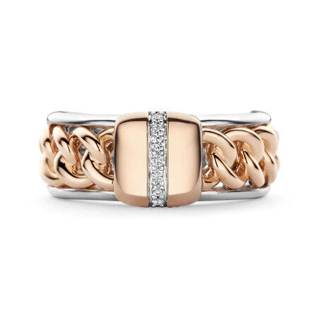 Tirisi Moda TIRISI Moda Ring Grumetta bicolor met diamant TM1131D(2P)