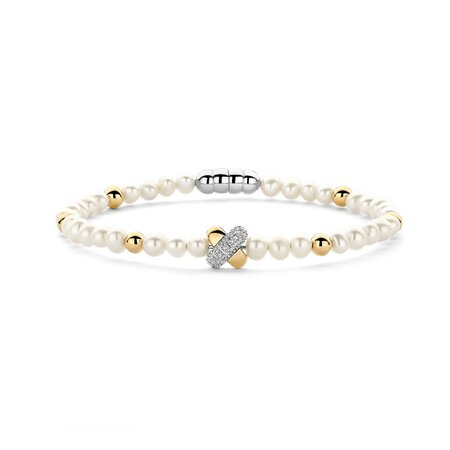 Tirisi Moda TIRISI Moda Armband Kisses bicolor met Parels en diamant TM2255PW(2T)
