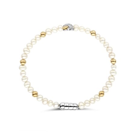 Tirisi Moda TIRISI Moda Armband Kisses bicolor met Parels en diamant TM2255PW(2T)