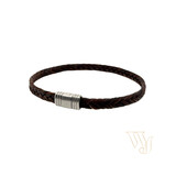 Albanu Albanu Armband Mat Staal met bruin gevlochten paardenhaar 6mm - 19.5cm