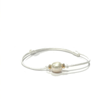 Y&G Y&G Armband Parel met 14k geelgoud en wit satijn 614746