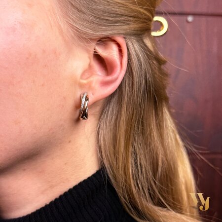 HuisCollectie HuisCollectie Creolen 14k Bicolor roségoud Tors met diamant 19106