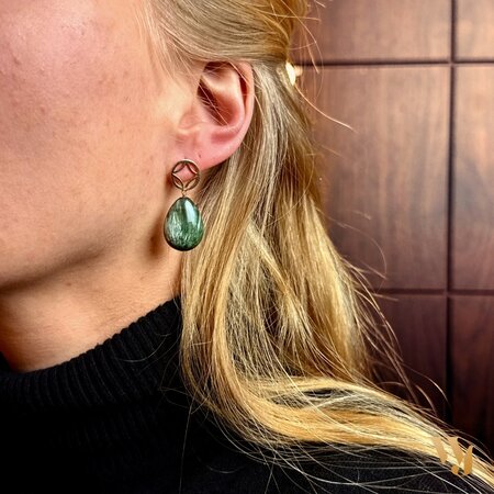 Mrs.Janssen Mrs.Janssen Oorhangers 18k roségoud met Seraphinit 602313