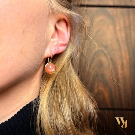 Mrs.Janssen Mrs.Janssen Oorhangers 18k roségoud met Maansteen 10mm 610563