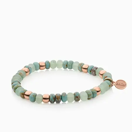 Bron BRON Armband Reflex 18k Roségoud met Mexican Turquoise, Jade 8AR3985MIX78