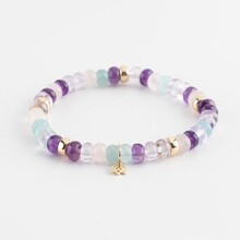 Y&G Y&G Armband 14k geelgoud met Amethist, Aquamarijn en Rozenkwarts - SP0060